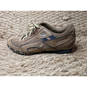 Skechers Biker Casual Walking Brown Leather Dress Shoes Work